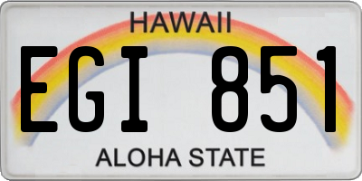 HI license plate EGI851