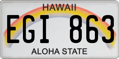 HI license plate EGI863