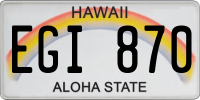 HI license plate EGI870