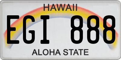 HI license plate EGI888