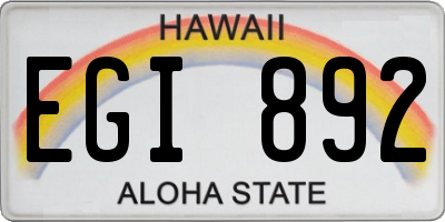 HI license plate EGI892