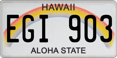 HI license plate EGI903