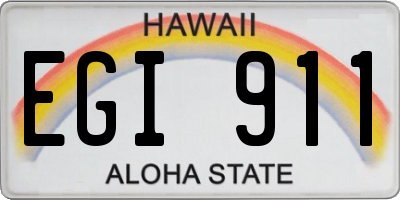 HI license plate EGI911