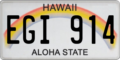 HI license plate EGI914