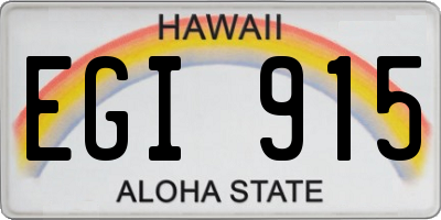 HI license plate EGI915