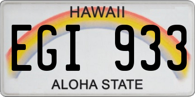HI license plate EGI933