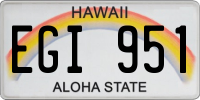 HI license plate EGI951