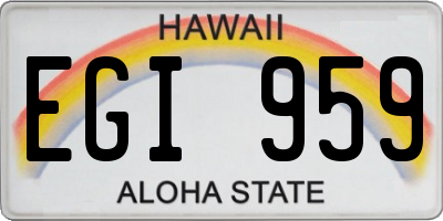 HI license plate EGI959