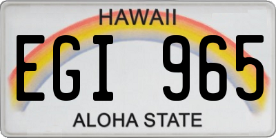 HI license plate EGI965