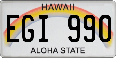 HI license plate EGI990