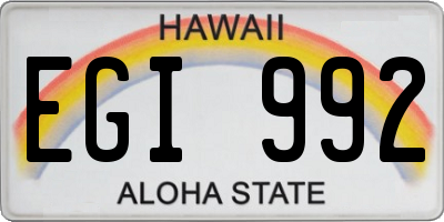 HI license plate EGI992