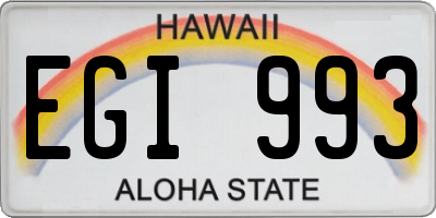 HI license plate EGI993