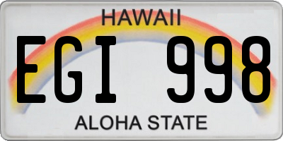 HI license plate EGI998