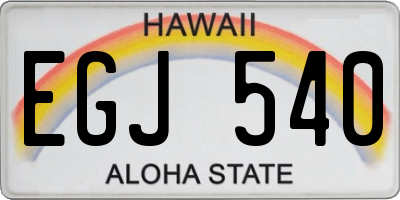 HI license plate EGJ540