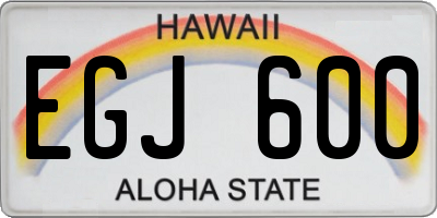 HI license plate EGJ600