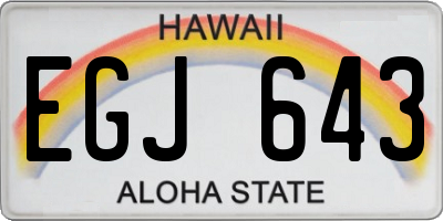 HI license plate EGJ643