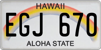 HI license plate EGJ670
