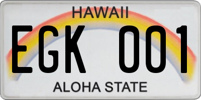 HI license plate EGK001