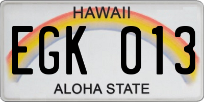 HI license plate EGK013