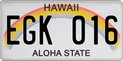 HI license plate EGK016
