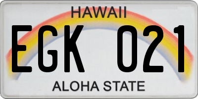 HI license plate EGK021