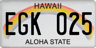 HI license plate EGK025