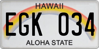 HI license plate EGK034