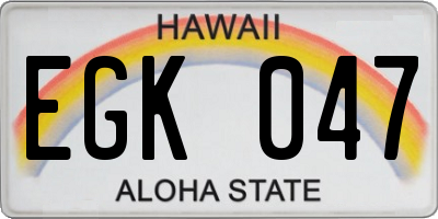 HI license plate EGK047