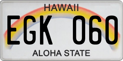 HI license plate EGK060