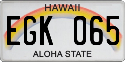 HI license plate EGK065