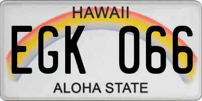 HI license plate EGK066