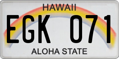 HI license plate EGK071