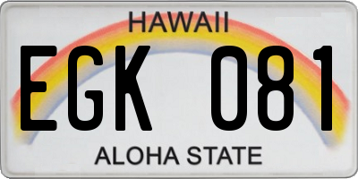 HI license plate EGK081