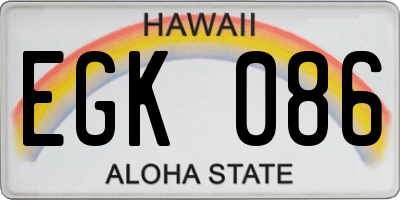 HI license plate EGK086