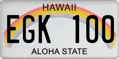HI license plate EGK100