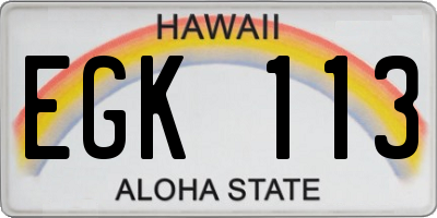 HI license plate EGK113
