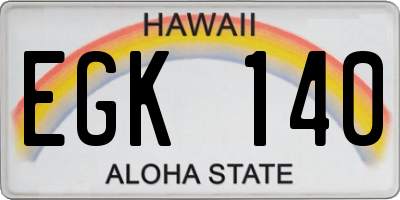 HI license plate EGK140