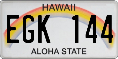 HI license plate EGK144