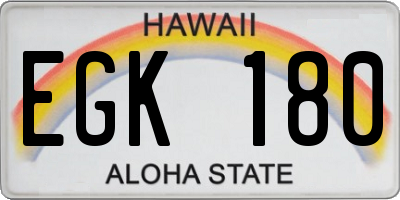 HI license plate EGK180