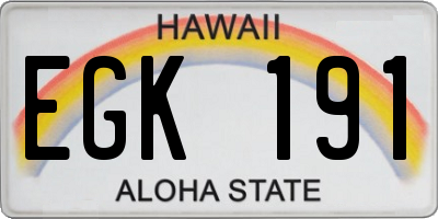 HI license plate EGK191