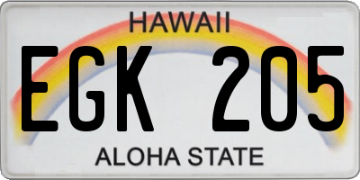 HI license plate EGK205