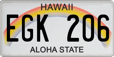 HI license plate EGK206