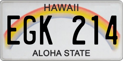 HI license plate EGK214
