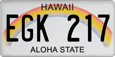 HI license plate EGK217