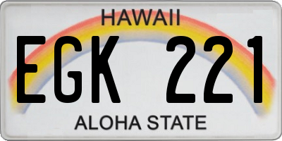 HI license plate EGK221