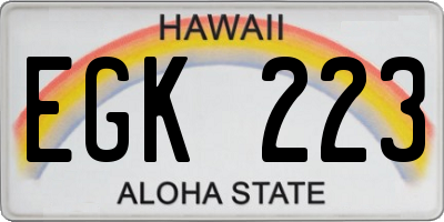 HI license plate EGK223