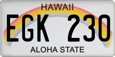 HI license plate EGK230