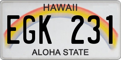 HI license plate EGK231