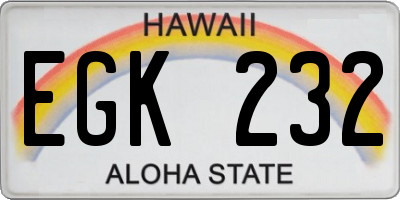 HI license plate EGK232