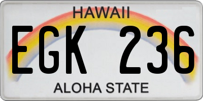 HI license plate EGK236
